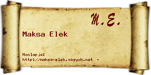 Maksa Elek névjegykártya